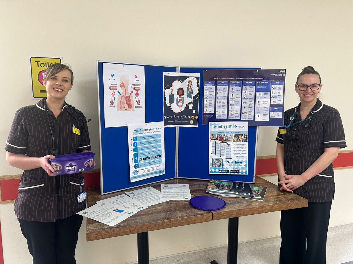 Short of breath? Think COPD!
Educating staff &amp; patient’s at QEQM
#WorldCOPDDay #ThinkCOPD
<a href="/EKHUFT/">East Kent Hospitals</a> <a href="/SueBrassington/">Sue Brassington</a> <a href="/caroline_judge/">Caroline Judge💙</a>