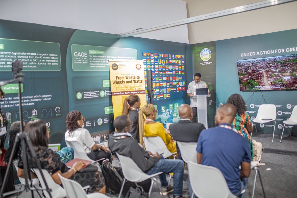 ossgclimate's tweet photo. History was made at COP30 Belém, Brazil! 🇧🇷
Osun State Government proudly premiered the groundbreaking documentary “FROM WASTE TO WHEELS & WATTS – Sub-National Innovation in Recycling, E-Mobility & Solar”
#COP30 #COP30Brazil #osunstate https://t.co/z1JhgIoy8S