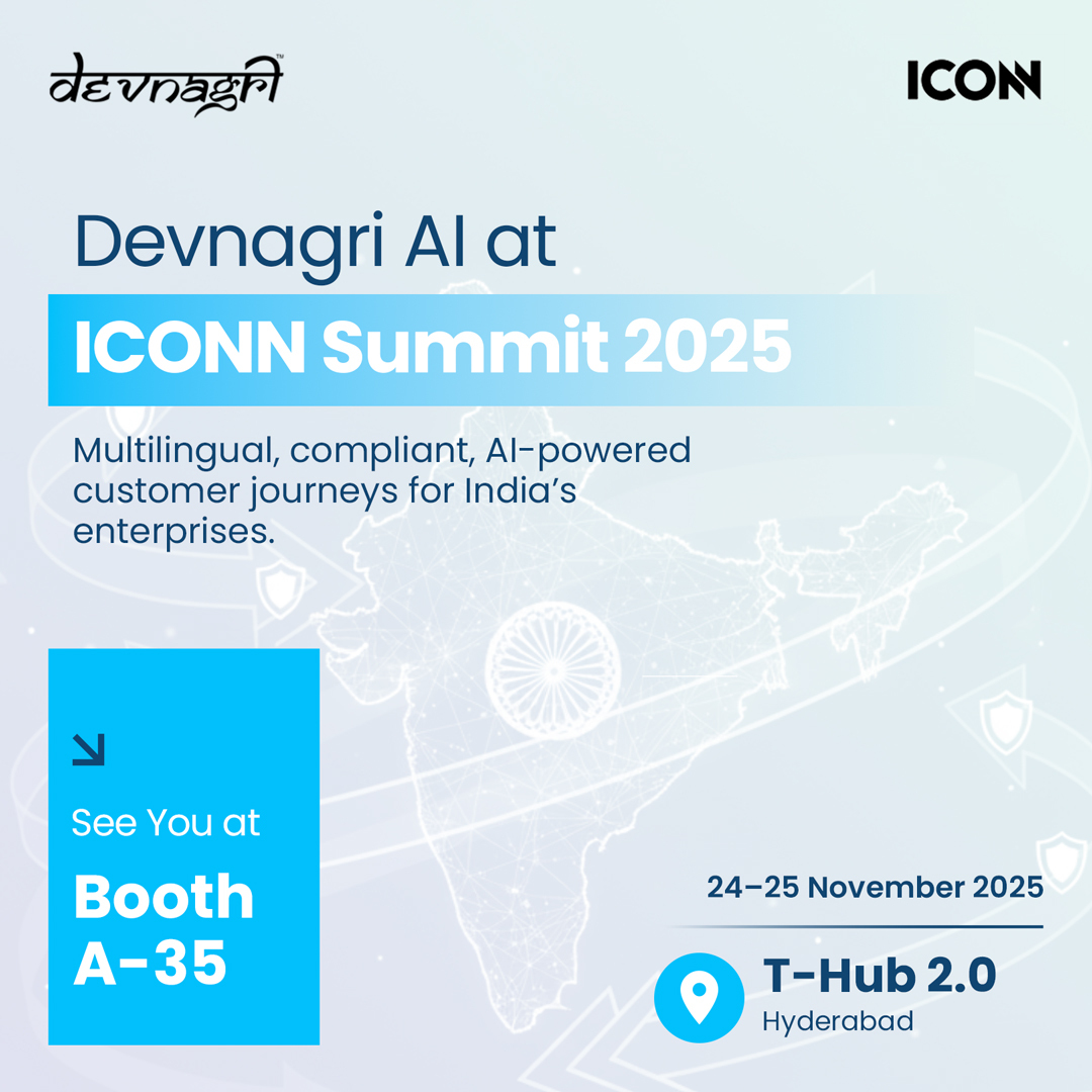 DevnagriAI's tweet image. Devnagri AI is participating in ICONN Summit 2025 in Hyderabad on 24–25 Nov. We’ll showcase our AI-powered Multilingual Intelligent Infrastructure Layer (ASR/STT, TTT, TTS) with enterprise-grade governance via BRAIN/DILM. Excited to connect!
#DevnagriAI #ICONN2025