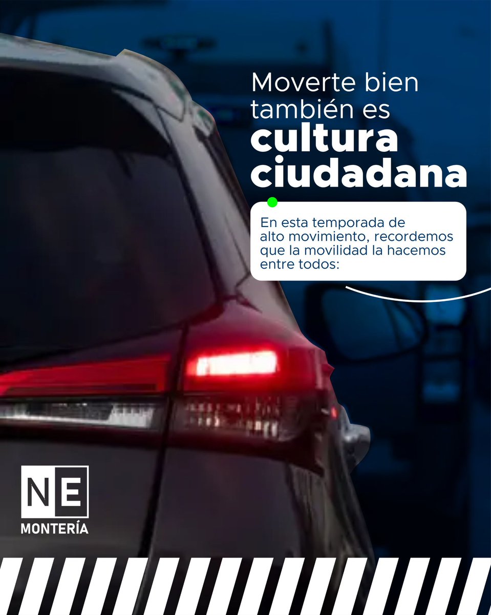 nespaciomtr's tweet photo. En Montería, moverte bien empieza por pequeños actos: respetar el espacio de todos, estacionar donde corresponde y mantener la vía libre. 🚗✨
Entre todos hacemos una ciudad más ágil, segura y amable. https://t.co/qgo4hAR0Ct