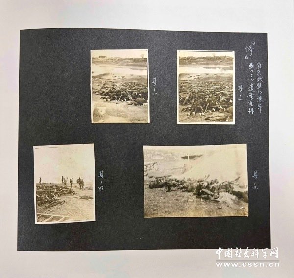 Kit198282Wing's tweet photo. 南京大屠杀相关：侵华日军南京大屠杀遇难同胞纪念馆藏有许多相关照片。如日军航空兵伊藤兼男照片集中记录了南京城墙外、护城河边被遗弃的累累尸体，还有日军华中方面军士兵堀越文夫相册中，日军士兵手持武器站在中国人尸体旁炫耀的照片。 https://t.co/A6bYHdovgF