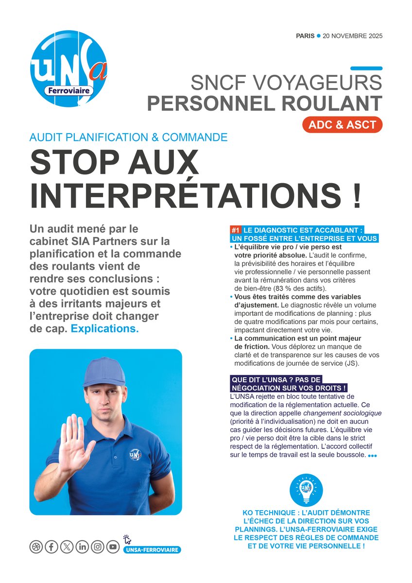 UNSAFerro_Off's tweet image. // SNCF VOYAGEURS // Les conclusions de l&apos;audit sur la planification &amp;amp; la commande du personnel roulant : que dit l&apos;@UNSAFerro_Off ❓ #ADC #ASCT #Irritants 

Je clique ici ▶ tinyurl.com/mwwzmesu