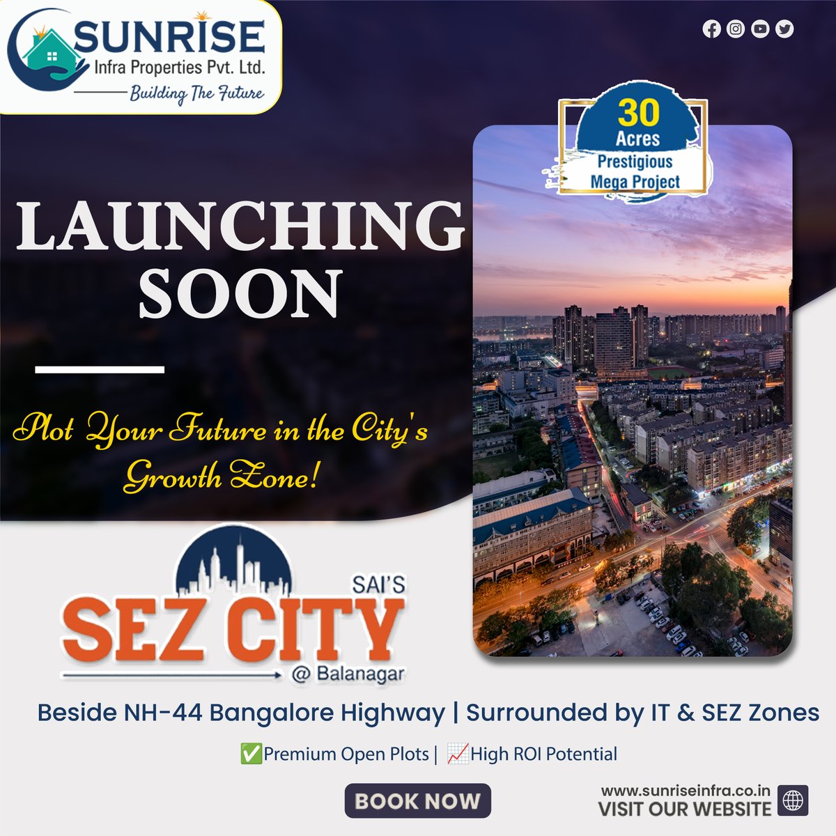 ProjectsInfra's tweet image. Launching Soon!
🏙️ Sai’s SEZ City @ Balanagar — 30+ Acres Mega Venture by Sunrise Infra Properties.
📍 1 Min from NH-44
🏢 Surrounded by IT &amp;amp; SEZ Zones
📈 High ROI | Premium Plots

💼 Invest Smart. Live Prime.
#SunriseInfra #SEZCity #Balanagar #RealEstateHyderabad