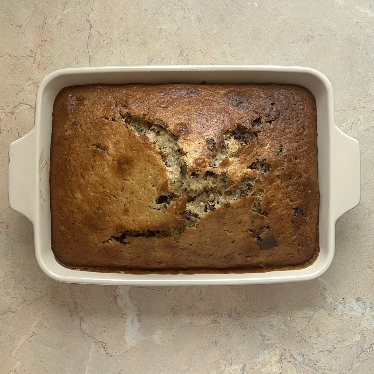 banana bread in my new baking dish