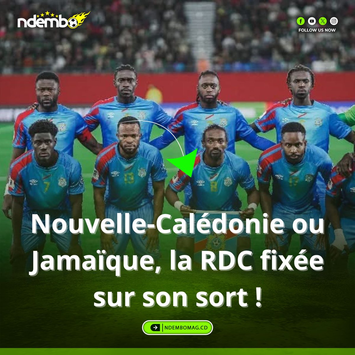 NdemboCD's tweet photo. Éliminatoires #Mondial2026: La #RDC affrontera, le 31 mars 2026 en finale des barrages intercontinentaux, la gagnante de la demi-finale #Jamaïque-#NouvelleCaledonie tandis que l'#Irak, de son côté, attendra le vainqueur de la confrontation #Bolivie-#Suriname https://t.co/rB8LruLe4f