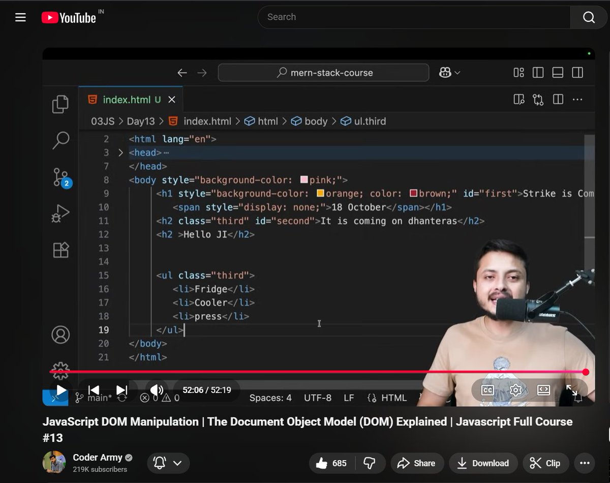 codewithmalhar's tweet image. Day 28 Completed of Web Development Journey.
Today I learned :
-What is DOM?
-Why we needed DOM?
-how HTML Document is stored as Object
-getELementById(),getElementByClassName etc

Thank you @rohit_negi9 and @adityatandon02 for providing this course.
#LearnInPublic #coderarmy