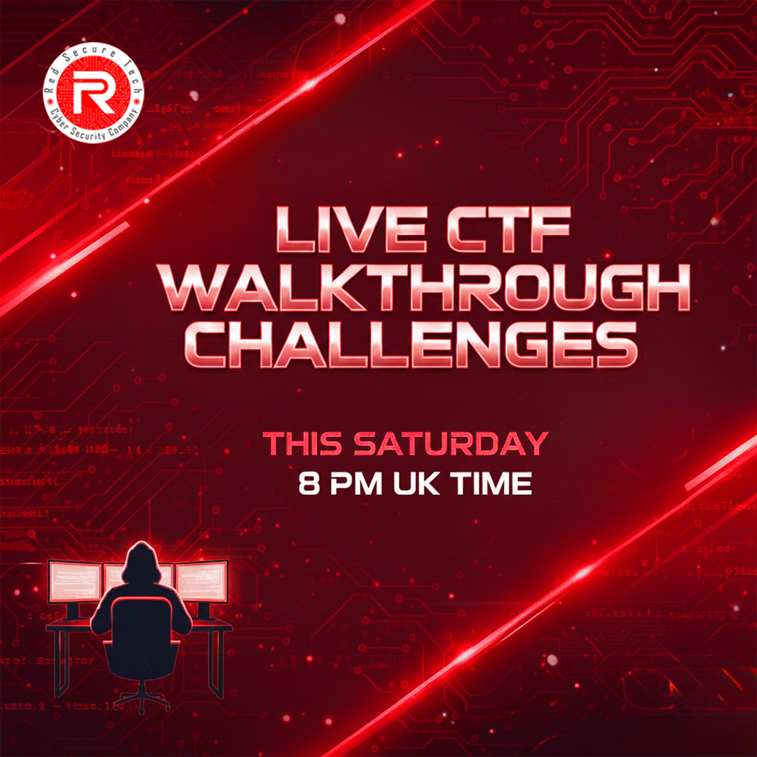 redsecuretech's tweet image. Our next 𝐋𝐢𝐯𝐞 𝐂𝐓𝐅 𝐖𝐚𝐥𝐤𝐭𝐡𝐫𝐨𝐮𝐠𝐡 is happening 𝐭𝐡𝐢𝐬 𝐒𝐚𝐭𝐮𝐫𝐝𝐚𝐲 𝐚𝐭 𝟖 𝐏𝐌 𝐔𝐊 𝐭𝐢𝐦𝐞 on our YouTube channel!
📍 𝐖𝐚𝐭𝐜𝐡 𝐥𝐢𝐯𝐞 𝐡𝐞𝐫𝐞: youtube.com/@redsecuretech

#CTF #CyberSecurity #EthicalHacking #LiveStream #CyberSkills #TryHackMe #HackTheBox
