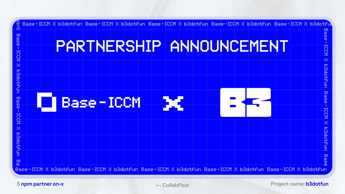 Interniccm's tweet image. ICYMI.

We’re pleased to welcome @b3dotfun  will be joining the ICCM ecosystem as an advisor and launch partner for Gaming capital markets.

Go to Base is in full effect.