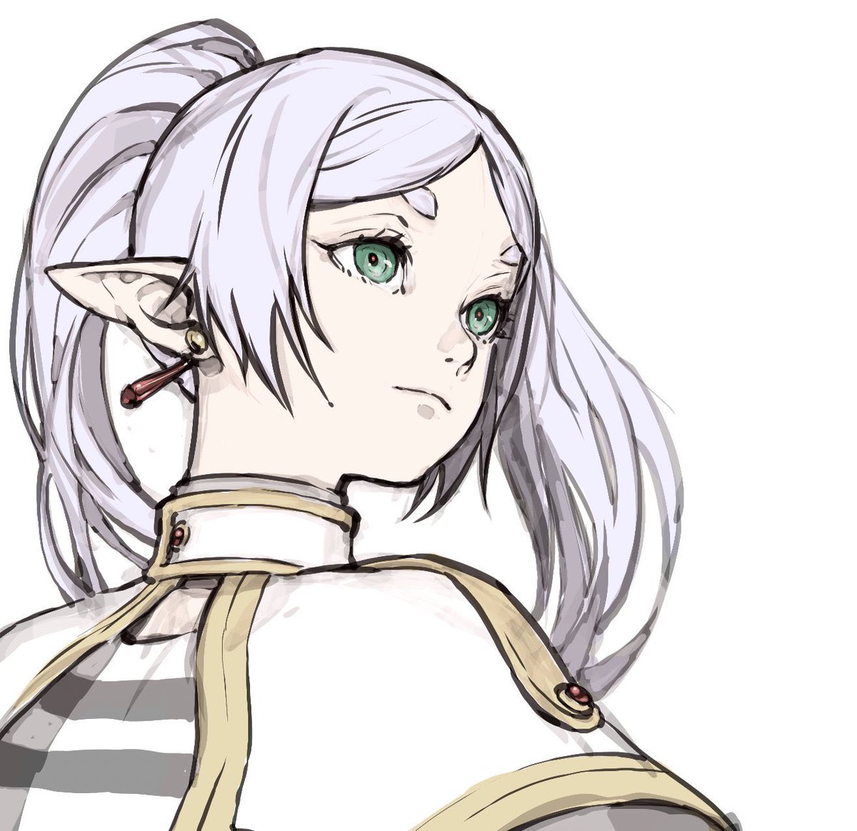 #1日1ラクガキ
斜め下あおり顔なんて、
上手く描きたくて描きたくてずーっと練習して研究してきたもんだ
笑った口が難しいんですよ、
絵的には「へ」の字口になっちゃうから

という事で
あおりフリーレン
ドイツのイベントで斎藤監督がサインする色紙にコッソリ描いたのを思い出すなあ