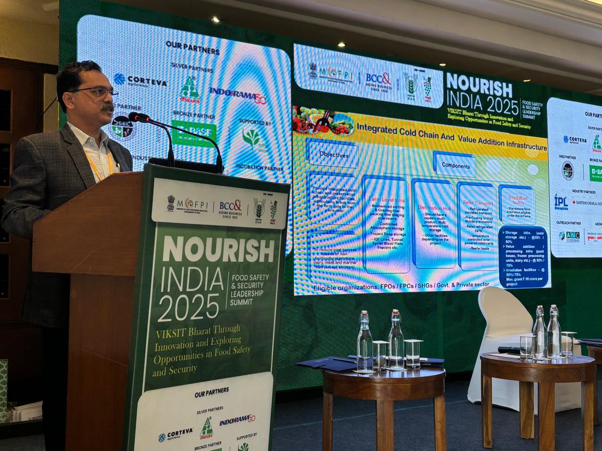 नवाचार, खाद्य सुरक्षा और वैश्विक उत्कृष्टता के साथ #ViksitBharat की ओर अग्रसर!

#MOFPI ने इंडिया हैबिटेट सेंटर, नई दिल्ली में आयोजित “Nourish India 2025” के उद्घाटन सत्र में सक्रिय सहभागिता दर्ज की।