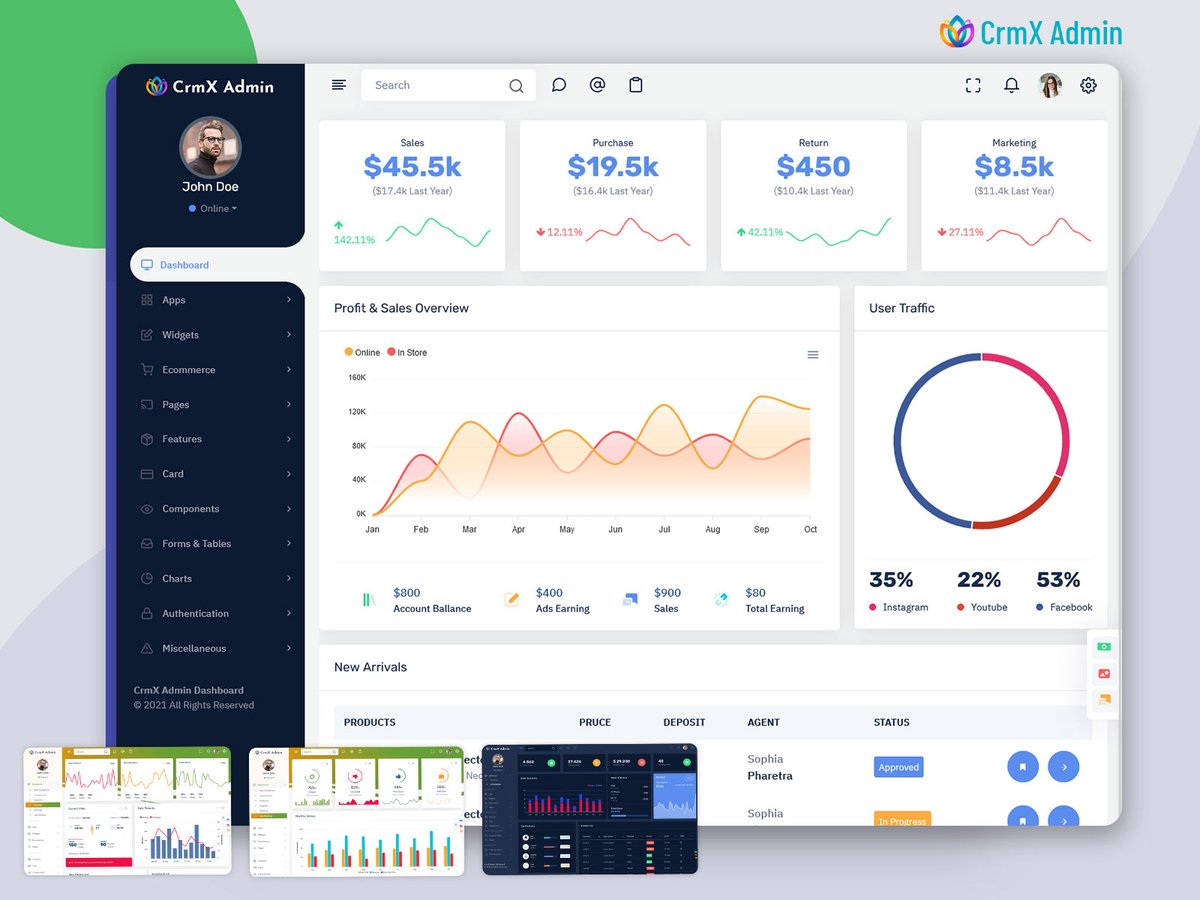 MultiStoreTheme's tweet image. CRM Software Dashboard for Smarter Customer Insights &amp;amp; Business Growth
.
Buy Now: themeforest.net/item/crmx-admi…
.
#crm #crmdashboard #crmsoftware #adminpanel #uiuxdesign #dashboardui #businessgrowth #analyticsdashboard #webappdesign #saasdashboard #modernui #dashboardtemplate