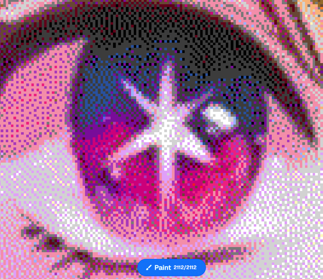 1~2ヶ月位忙しくてログインしてなかったwplace🗺️

色々荒らされてるだろうな～って怖いもの見たさでログインしたら知らない人達が100万pixelの星野アイ完成させてくれてて軽く感動した😭😭