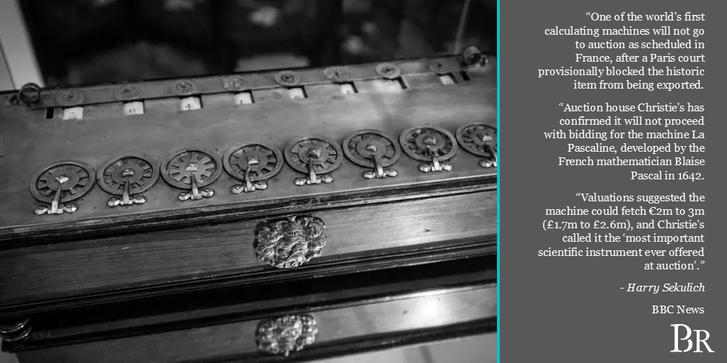 🧮🧑‍⚖️ "Paris court blocks auction of earliest-known calculator" via <a href="/BBCNews/">BBC News (UK)</a> &amp; <a href="/HarrySekulich/">Harry Sekulich</a> ➡️ bbc.co.uk/news/articles/…

#Paris #History #Auction