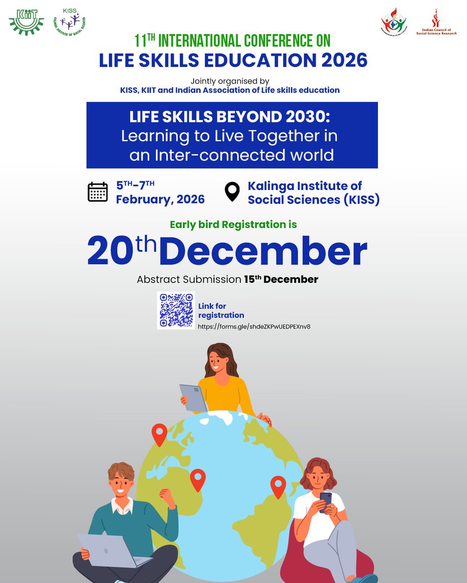 kissfoundation's tweet image. Join us at the 11th International Conference on Life Skills Education 2026! As part of the KISS/KIIT family, we are proud to host global educators and researchers exploring &quot;Life Skills Beyond 2030: Learning to Live Together in an Inter-connected World.&quot; Don&apos;t miss out on the…