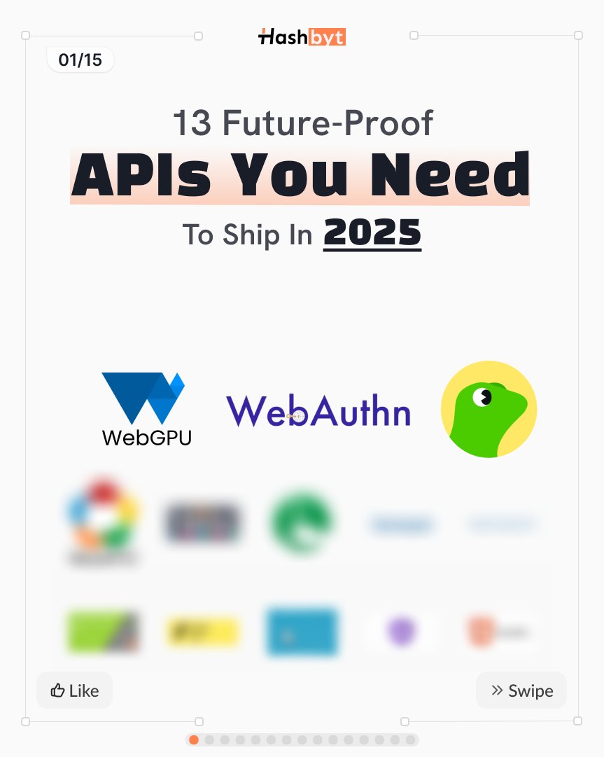 hashbyt's tweet image. Your tech stack is obsolete. 😮
Here are 13 Future-Proof APIs you MUST know in 2025.
A thread 🧵↓
#WebDev #JavaScript #API