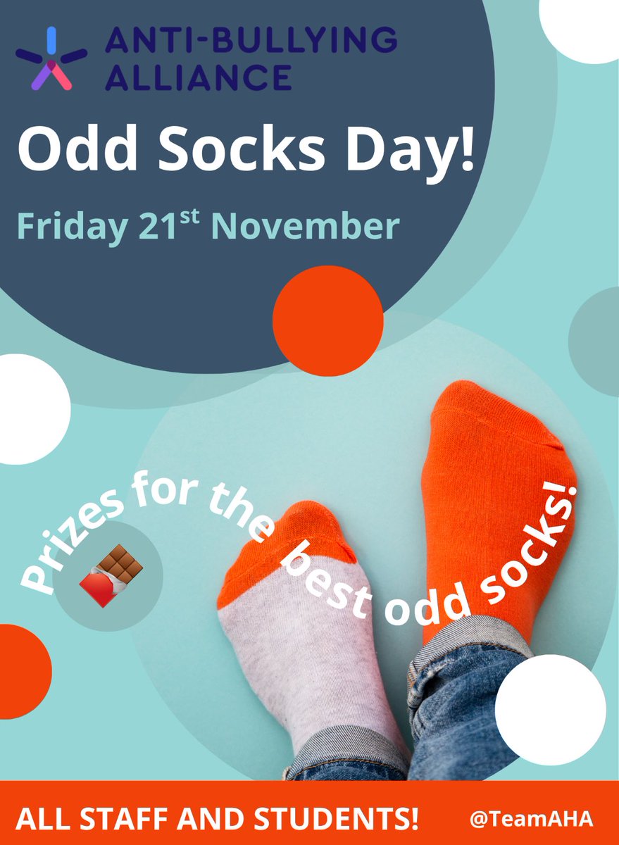 As part of Anti-Bullying Week, we’ll be taking part in Odd Socks Day this Friday! 🧦✨

It’s a fun way for students to celebrate individuality, promote kindness and show our commitment to a safe, supportive school community.
We can’t wait to see their odd socks! 🎉