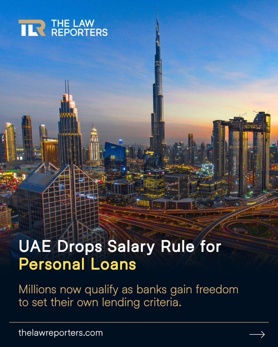 thelawreporters's tweet image. UAE Just SCRAPPED the Minimum Salary Rule for Personal Loans! 🚨

That&apos;s right—the Dh 5,000 requirement is GONE. Banks now decide. Millions of low-income earners gain credit access.

#UAELoans #FinanceReform #DubaiBanking #CreditAccess #PersonalLoans #TheLawReporters