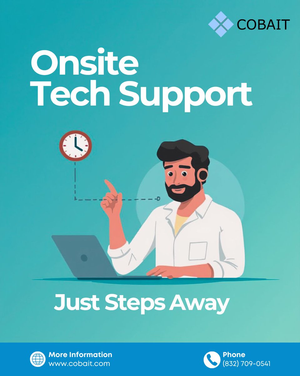 COBAITTX's tweet image. Local service matters. COBAIT deploys onsite certified tech support across Houston to keep operations flowing without interruption.
#OnsiteITSupport #HoustonTXBusiness #TechSupport #COBAIT #usa #houston #texas #business #businesssupport #businessowner