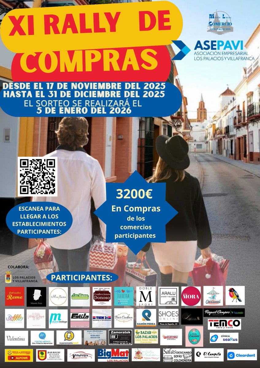 En marcha el XI Rally de Compras de Los Palacios y Villafranca que contará con 40 establecimientos participantes y un súper premio de 3.200 euros facebook.com/ayuntamientode…