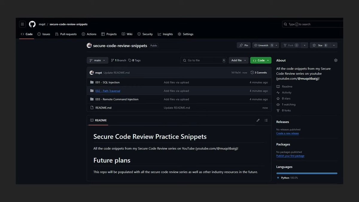 mqst_'s tweet image. 🧑‍💻 How to get started with Secure Code Review for Beginners

Video: youtube.com/watch?v=UimqLp…

#infosec