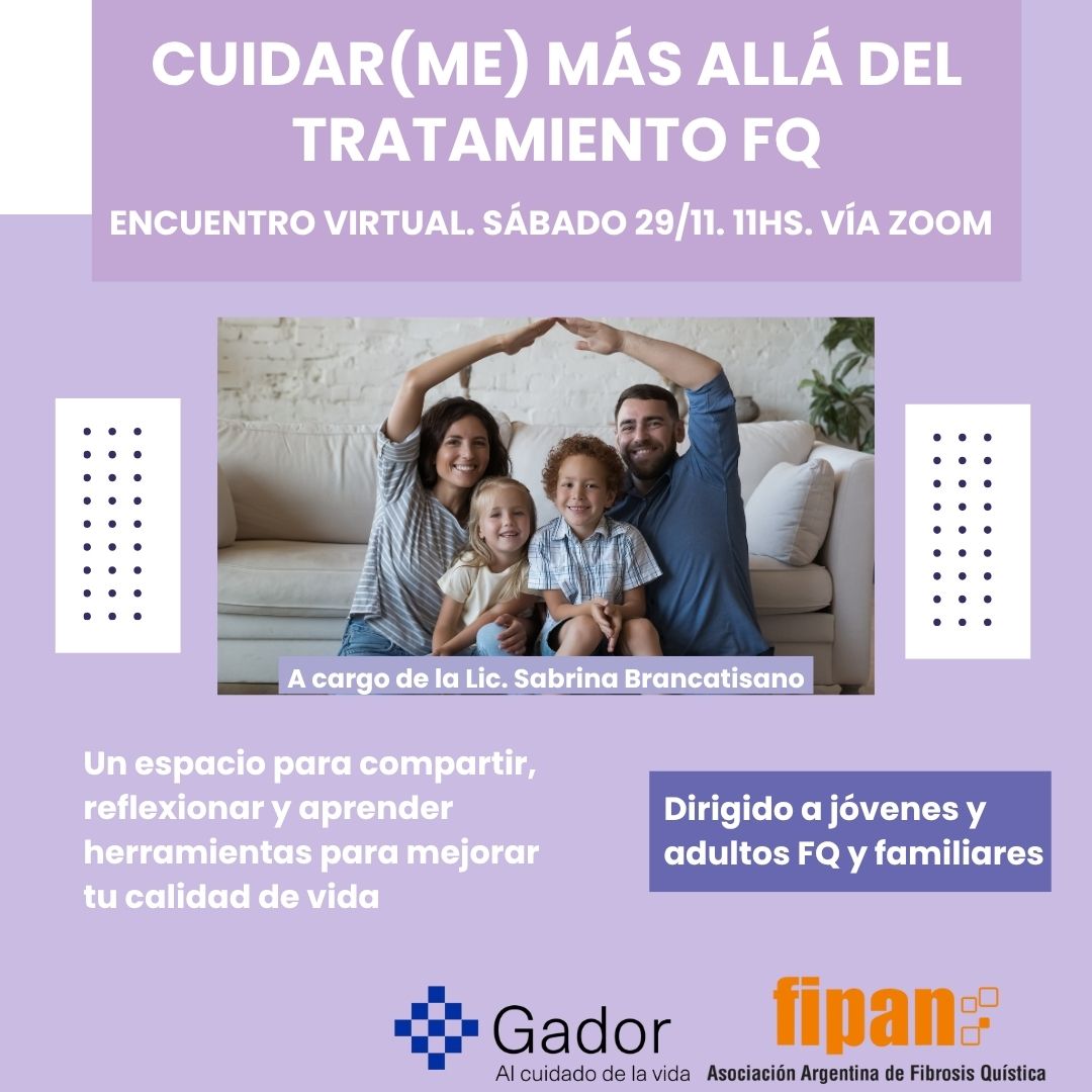Un espacio para reflexionar, compartir y aprender herramientas de autocuidado.
Dirigido a la Comunidad FQ —jóvenes y adultos con fibrosis quística; y familiares

🗒️ Sábado 29 de noviembre - 11:00 hs
💻 Actividad gratuita | Vía ZOOM
📷 Inscribite : 
👉forms.gle/EJ2z4XyN16DCa4…