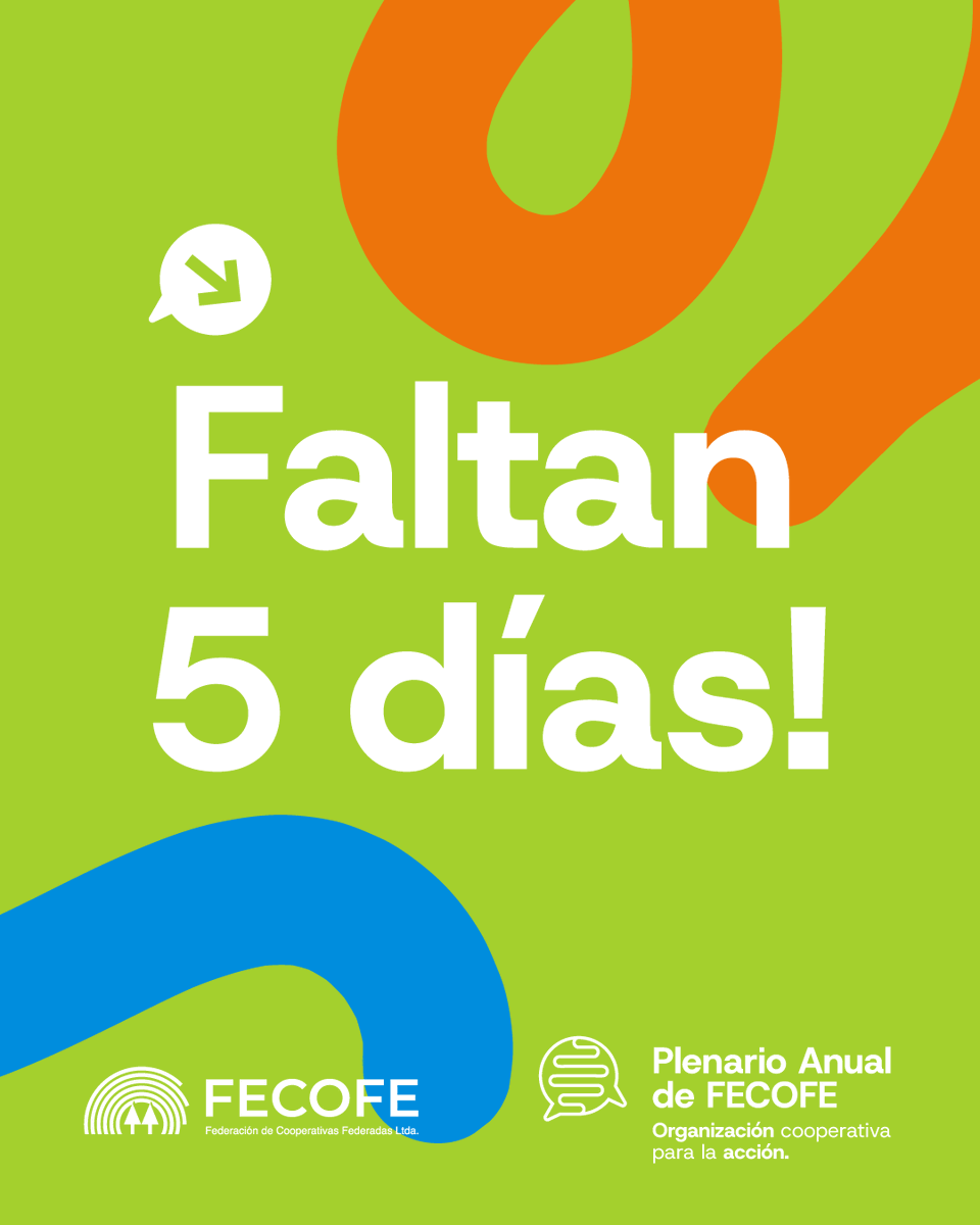 ¡La semana que viene nos encontramos en el Plenario Anual de cooperativas asociadas a FECOFE!

🗓️ El 26 y 27 de noviembre en Villa María, #Córdoba, nos reuniremos bajo el lema: "Organización cooperativa para la acción".

#ENCUENTRO  🫂 #DÍALOGO 🗨️ #APRENDIZAJE 📑