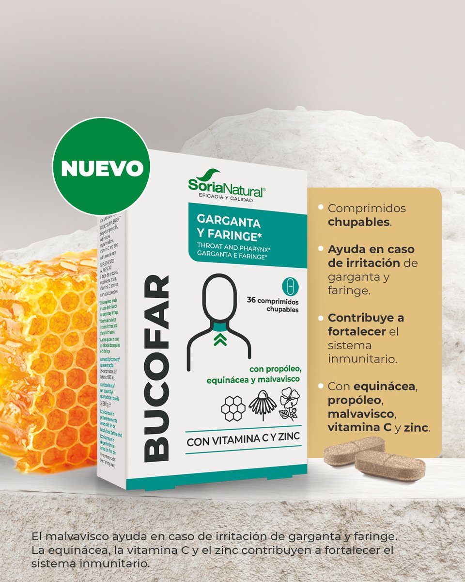 🥶Es temporada de gargantas sensibles…
👉Bucofar, son los nuevos comprimidos chupables que ofrecen alivio y protección cuando tu garganta más lo necesita.
🍯Con propóleo, equinácea, malvavisco, vitamina C y zinc, para un cuidado completo en días fríos.