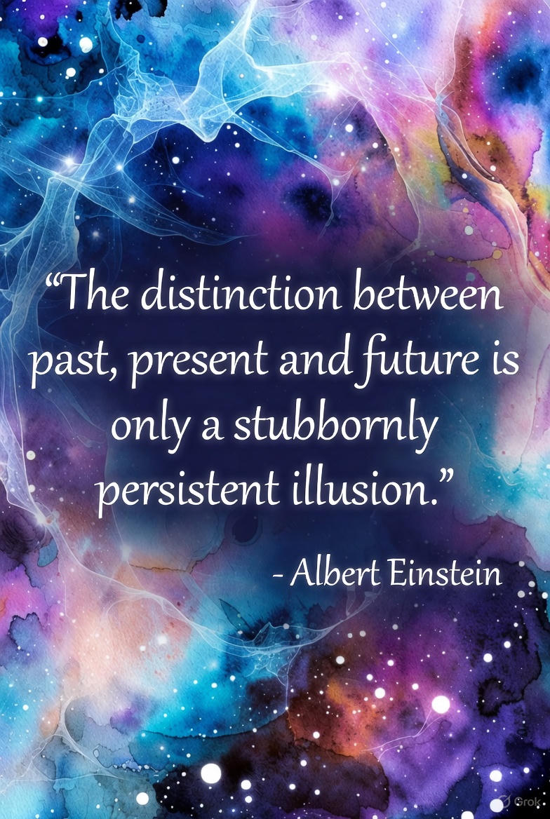 CallsToMind's tweet image. The distinction between past, present and future is only a stubbornly persistent illusion.
- Albert Einstein

#AlbertEinstein #Einstein #time #illusion #consciousness #AlbertEinsteinquotes