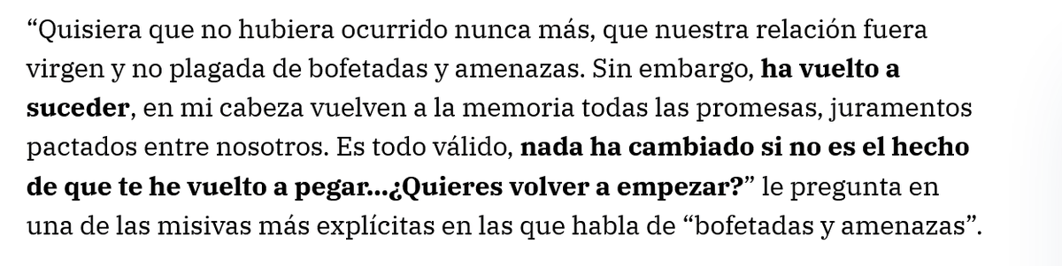Esto es lo que Alessandro Lequio le escribía a Antonia Dell´Ate reconociendo los malos tratos.

Esto y mucho más salió publicado en medios en 2021.
