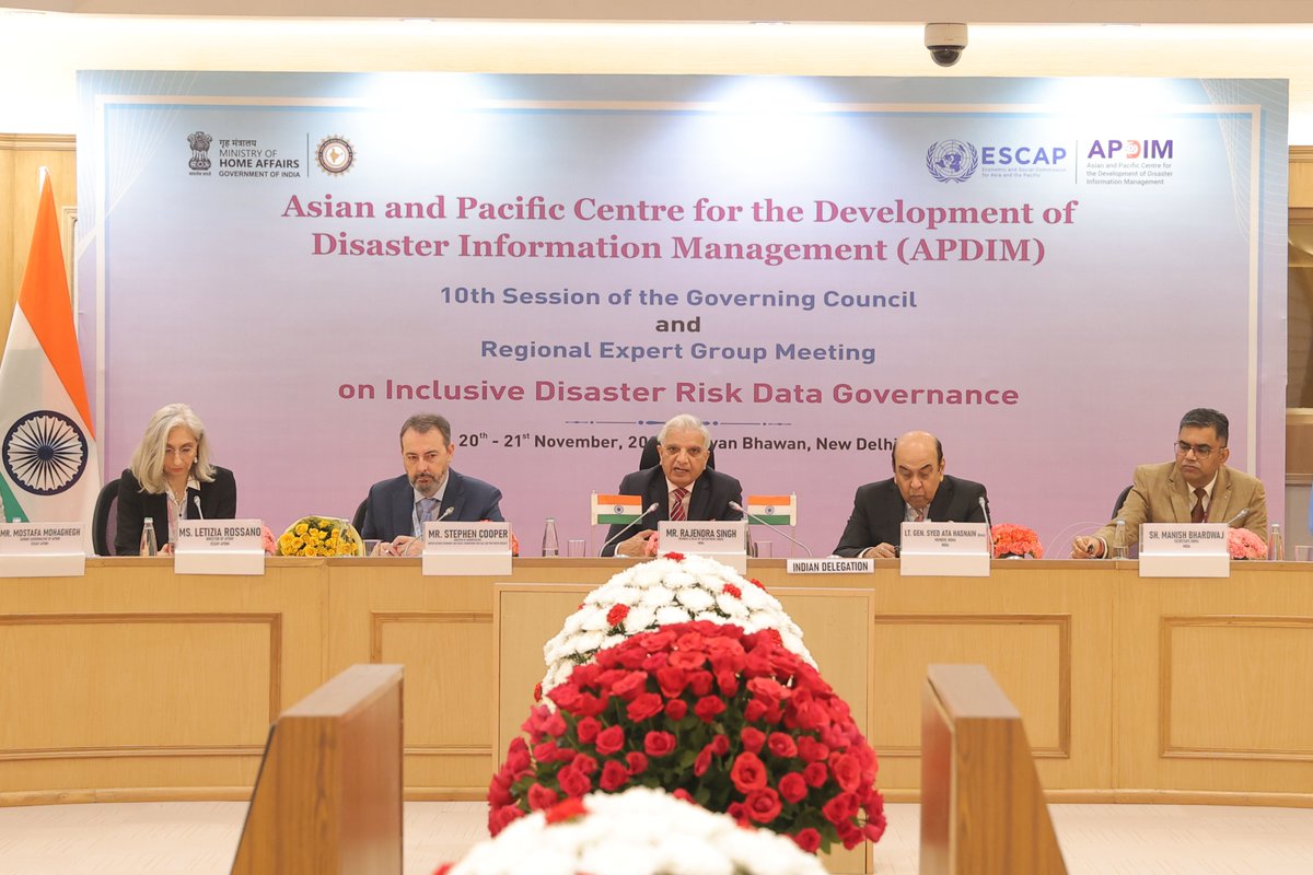 ndmaindia's tweet photo. @PIBHomeAffairs @MEAIndia @UNESCAP @PIB_India @DDNewslive @airnewsalerts Shri Singh also said that shared goal is to ensure risk data serves all communities equally, laying the foundation for resilient, inclusive societies under the Sendai Framework.”
#NDMA #APDIM #DRR https://t.co/SlrbnNaGjw