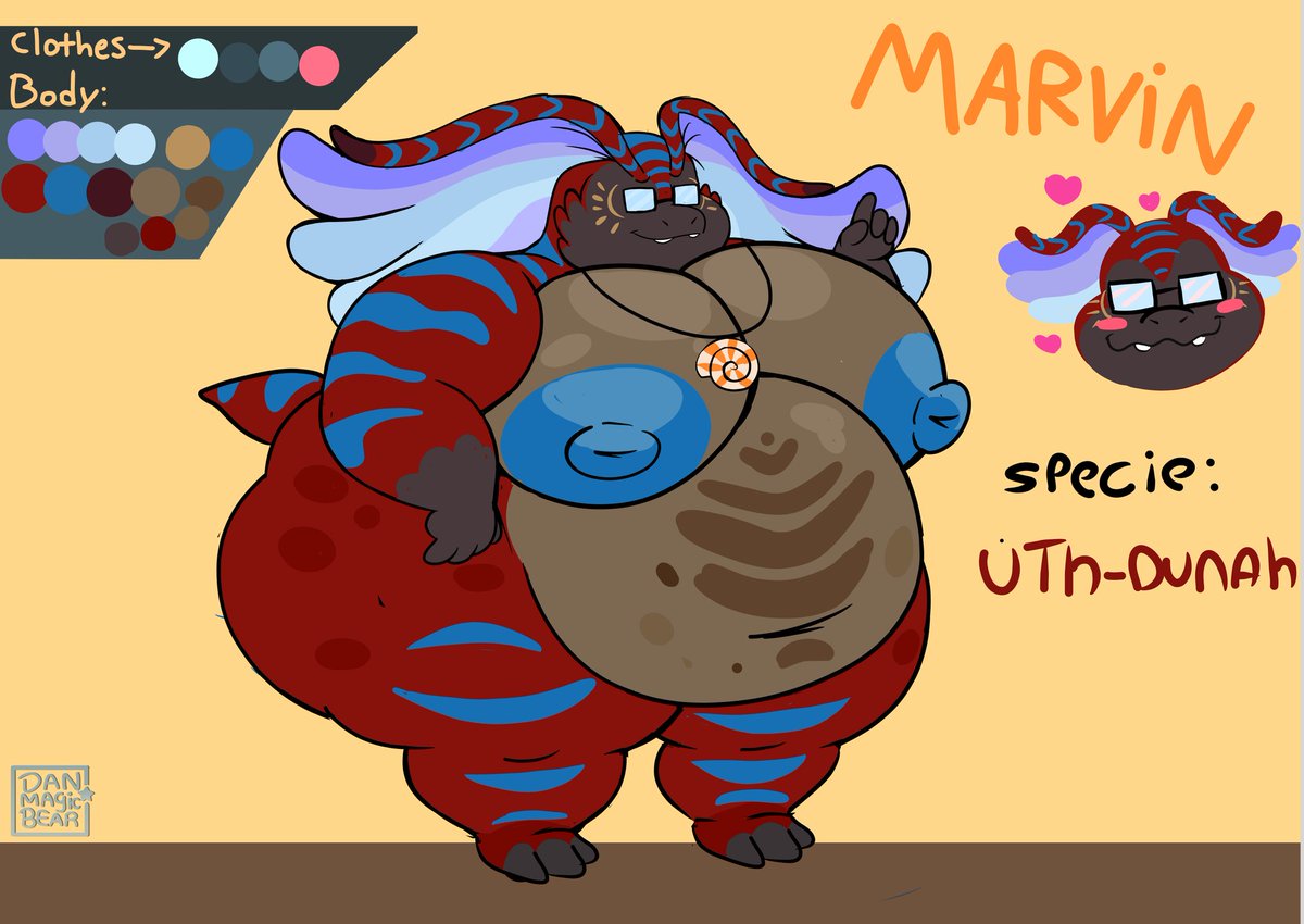 A comm reference for @/Kinghydorah 
I really like your new character!
It's a aquatic nerd 

#nsfw #MonsterHunterWilds #furryarwork #fatfurry #fatfurs #fanart