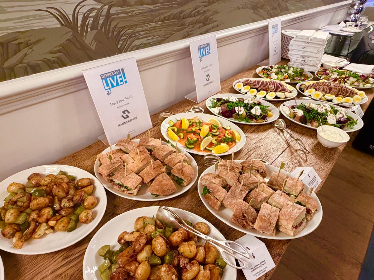 A3Comms's tweet photo. The #DataStorage conversations continue over lunch. Thank you @Hammerspace_Inc for sponsoring. #A3TechLive https://t.co/z3ujCNDB3n