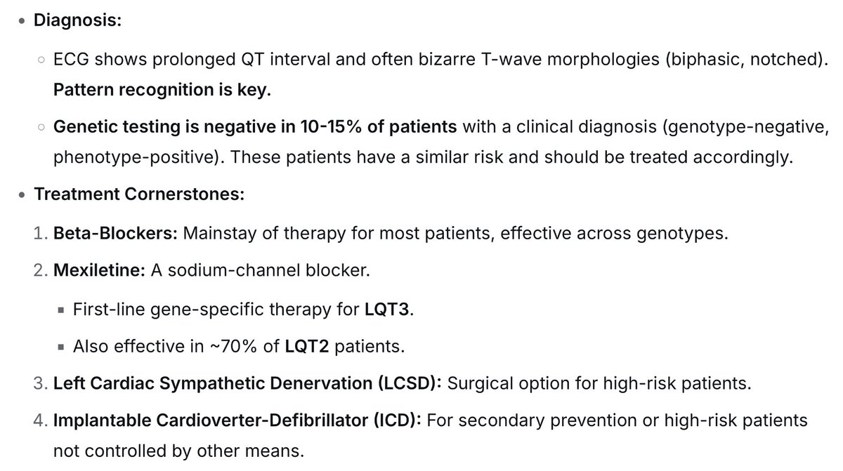USMLEStepStudy's tweet image. Long QT Syndrome - gene variant (KCNQ1, KCNH2) affecting cardiac K+ and Na+ chanels --&amp;gt; repolarization disruption --&amp;gt; long QT int; Triggers: LQT1: Sympathetic emotional/physical exertion, LQT2: Sudden noises, hypokalemia, QT-prolonging drugs, postpartum sleep disruption