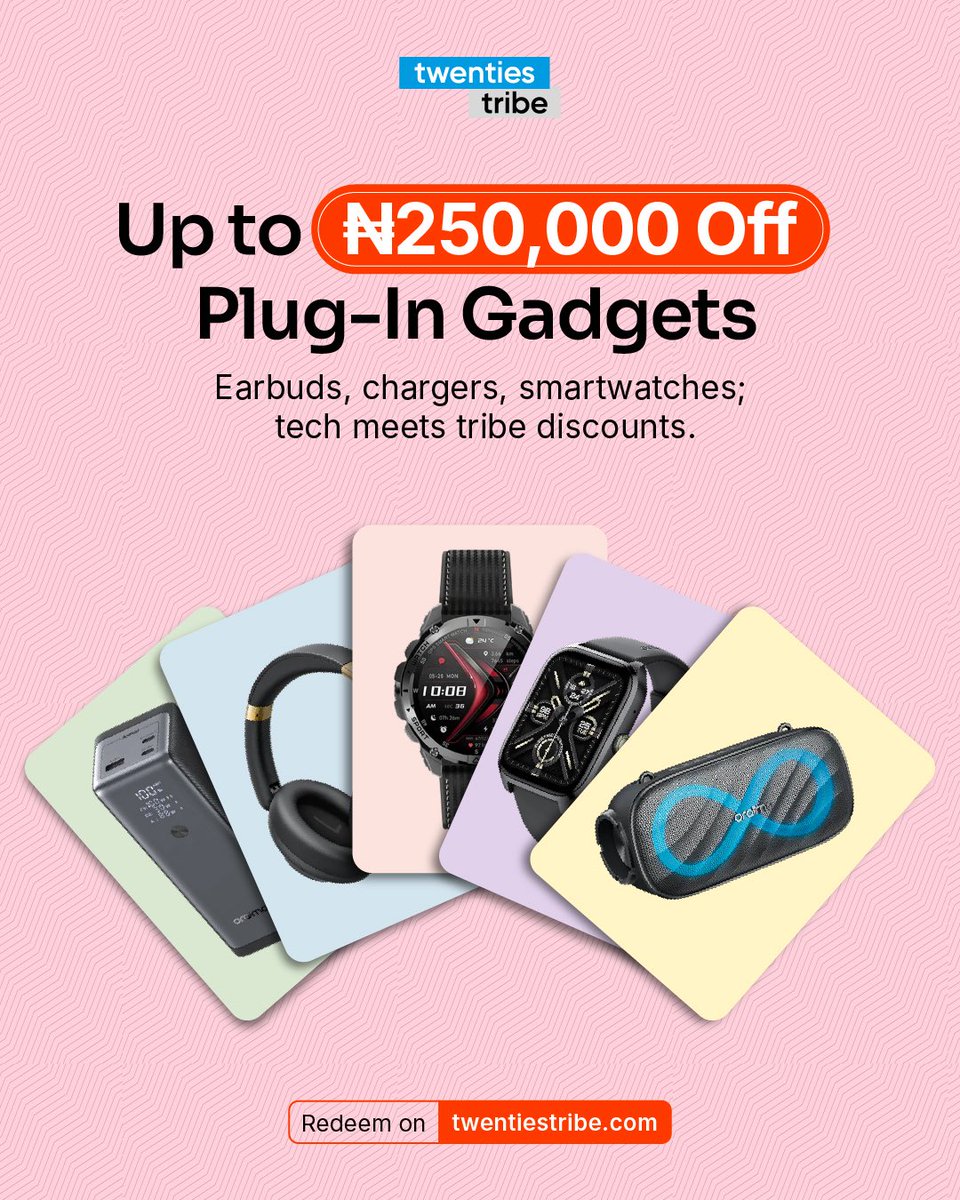 twentiestribe's tweet image. Level up your setup with solid discounts on everyday essentials. Practical, affordable and worth the tap.

This thread is your sign to upgrade smartly👇🏾

#TwentiesTribe #GadgetDeals #TechOnABudget