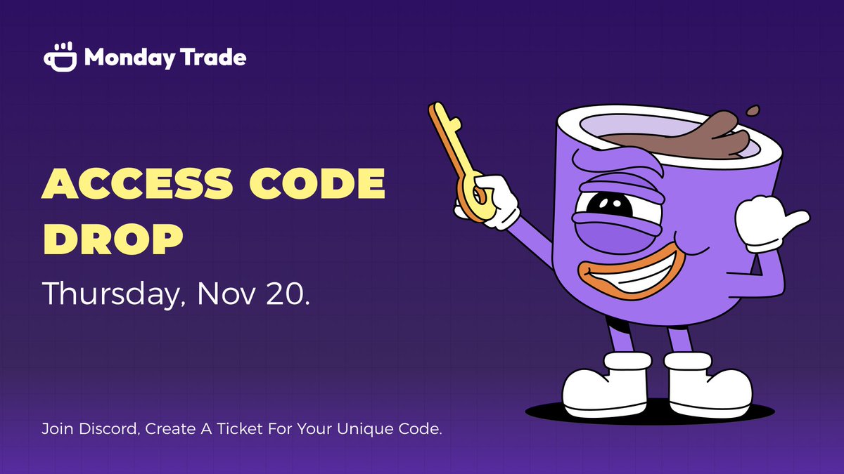 MondayTrade_'s tweet image. 🎟️ Perps Beta Access Codes are LIVE

1,000 early traders will have access to Monday Trade Perp Beta — going live on Monad Mainnet Day 1.

Here’s how codes will be distributed 👇