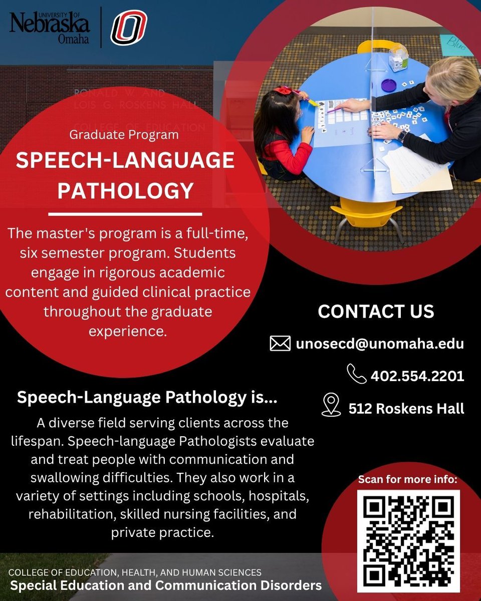 Ready to turn your passion for helping others into a career? In UNO’s Speech-Language Pathology Graduate Program, you’ll gain hands-on clinical experience, learn from expert faculty, and join a community dedicated to improving lives through communication. <a href="/UNOGradStudies/">UNO Graduate Studies</a>