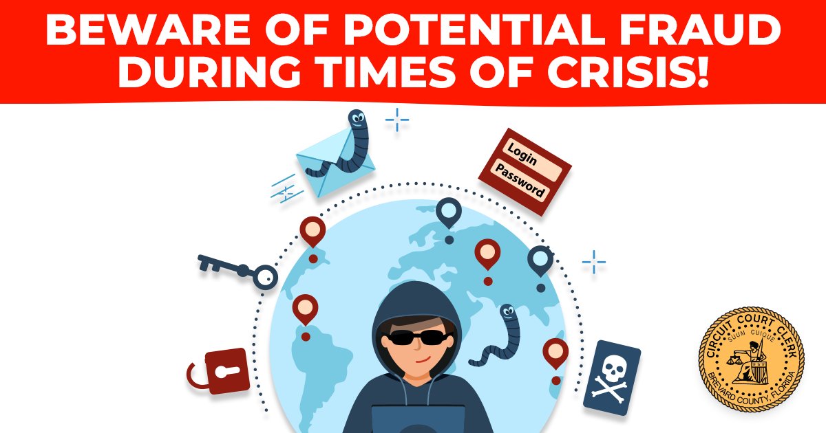 Beware of potential fraud during times of crisis!

Exercise caution when opening emails and be wary of social media pleas, texts, or door-to-door solicitations relating to these types of events.

#FLClerks #FraudAwarenessWeek