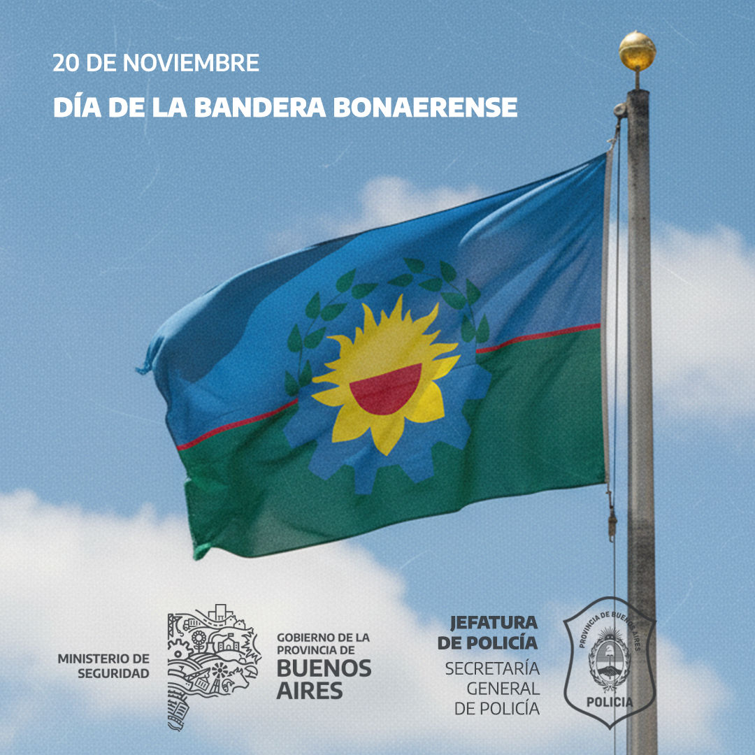 Como cada 20 de noviembre se celebra  el Día de la Bandera Bonaerense. La fecha fue instituida por la Ley 12.384 “con el fin de fortalecer la identidad provincial a través de los símbolos, su historia y su significado”.
#PolicíaPBA #DíadelaBanderaBonaerense