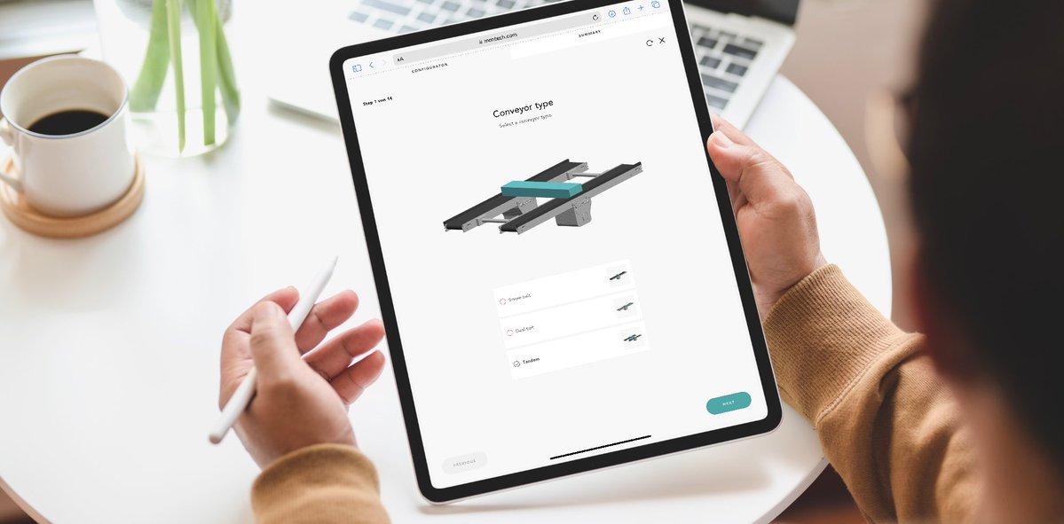 Montech_AG's tweet image. Create your custom-tailored belt conveyor with just a few clicks – our online configurator makes this possible. Quickly and easily adjust the conveyor width, side guides, and design to suit your individual needs. With our shopping cart, you can download a quotation including…