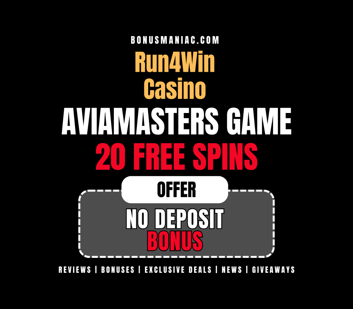 🏃‍♂️🎰 Run4Win Casino is giving you 20 Free Spins – no deposit needed!

Play Aviamasters with 30x wagering and take off with this exclusive bonus.

🔗 bonusmaniac.com/bonus/run4win-…

💫 Follow us for more bonuses, news, reviews, and giveaways!
👍 Like, retweet, tag, and reply to support