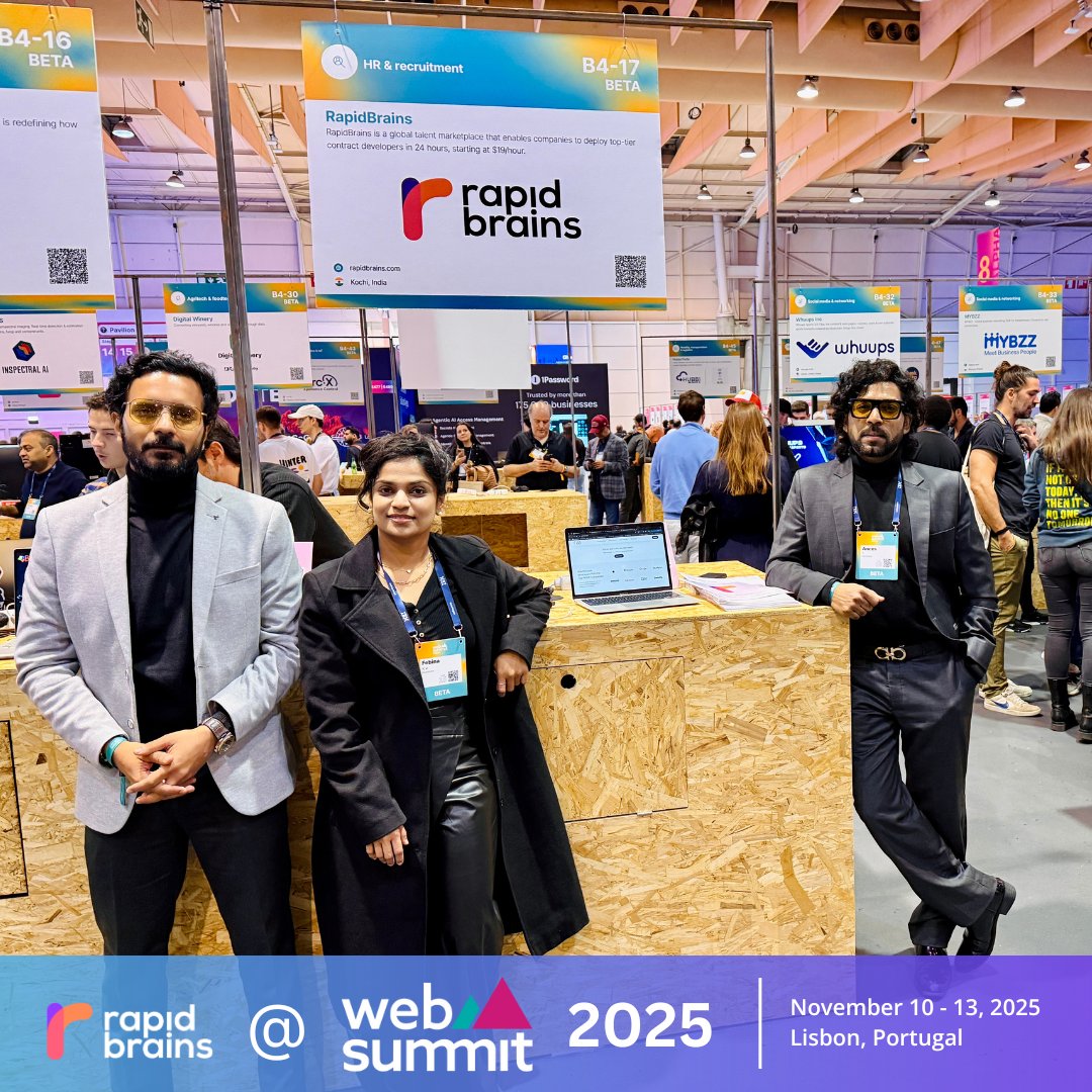 hashroot's tweet image. RapidBrains, a brand of HashRoot, was selected for the Beta Startup Programme at Web Summit 2025 held at Lisbon, Portugal.

The company also had the honour of exhibiting at booth B4-17 and presenting on the Future of Work stage

#WebSummit2025 #RapidBrains #FutureOfWork #Lisbon