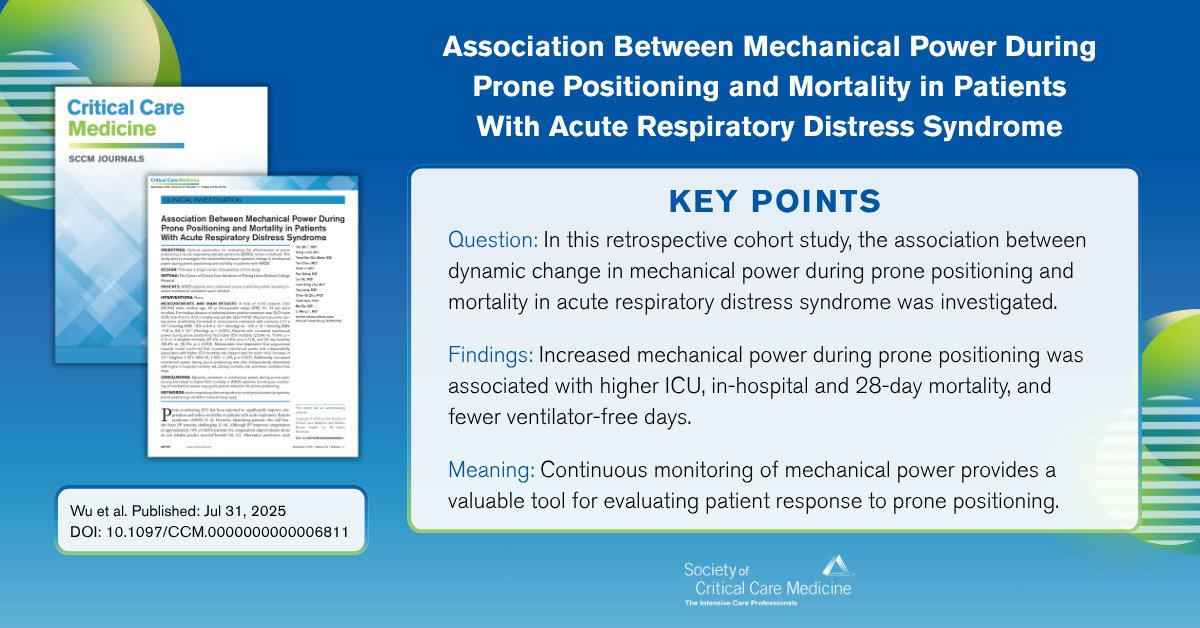 CritCareMed's tweet image. 🔍 Continuous monitoring of mechanical power provides a valuable tool for evaluating patient response to prone positioning.

📖 Read the complete research in the November issue of CCM: ow.ly/t5SM50XteR4

#CritCareMed #SCCM @SCCM