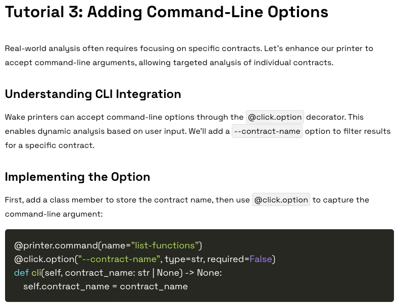 WakeFramework's tweet image. Generic analysis tools are slow.

You need to focus on specific contracts.

Wake printers accept command-line arguments, enabling targeted analysis that adapts to your workflow.

Here&apos;s how to add filtering to any printer:

Thread ↓