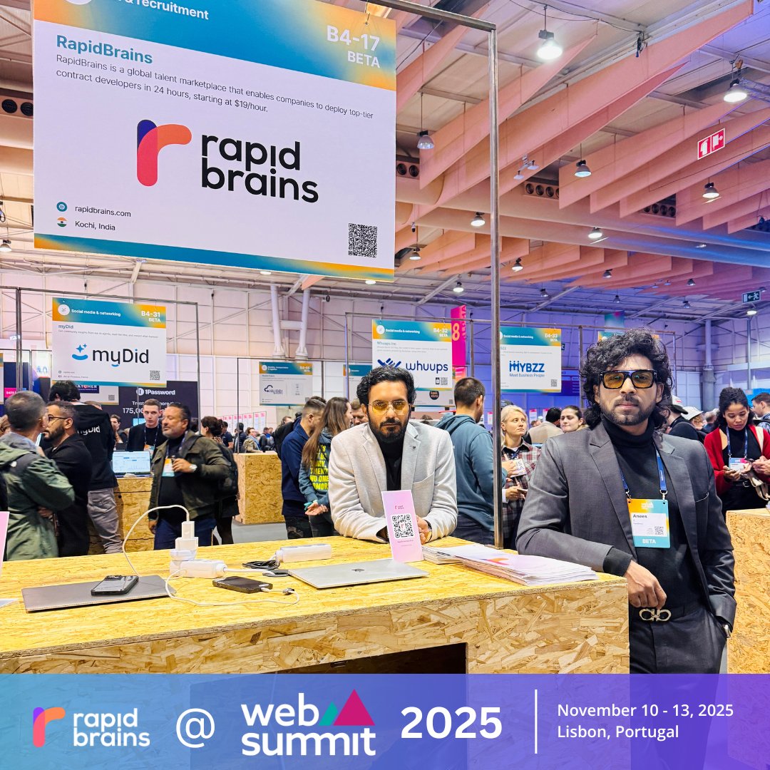 hashroot's tweet image. RapidBrains, a brand of HashRoot, was selected for the Beta Startup Programme at Web Summit 2025 held at Lisbon, Portugal.

The company also had the honour of exhibiting at booth B4-17 and presenting on the Future of Work stage

#WebSummit2025 #RapidBrains #FutureOfWork #Lisbon