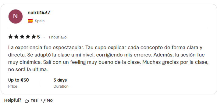 Esta es la review del primer jugador que me ha dado una oportunidad. 🙌

Mil gracias, <a href="/nairb1437/">nairb</a>. Ha sido un placer compartir 2 horas de práctica y espero haberte ayudado.

Ha sido una gran experiencia y espero poder seguir ayudando a más jugadores a mejorar poco a poco.❤️
