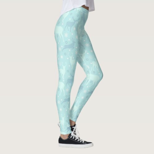 ArrayStores's tweet image. Reindeer and Snowflakes Pattern Blue Ice ID546 Leggings #christmas, #snowflakes, #whimsical, #reindeer, #sophisticated, #Leggings ArrayforCards