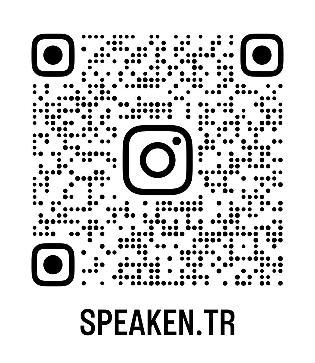 Instagram'da dil üzerine bir kanalım var. Takip etmek isterseniz linkten ya da qr koddan sayfamı görebilirsiniz.  instagram.com/speaken.tr/