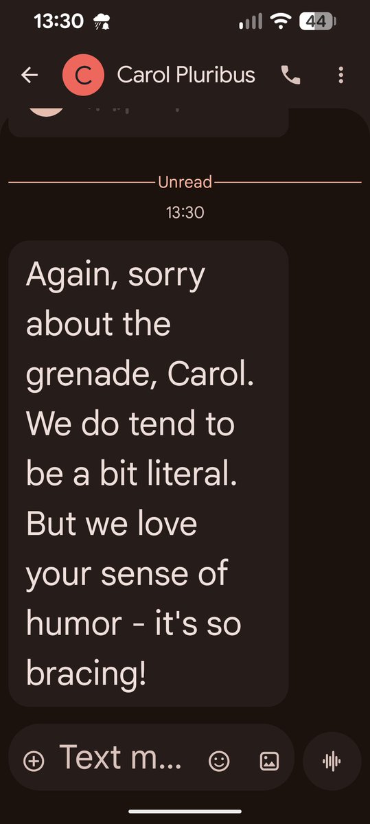 If you aren't getting text messages from pluribus...