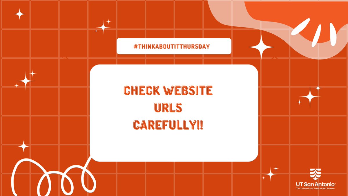 UTS_UTSA's tweet image. Hey &apos;Runners! College life is busy, but don’t let a fake website steal your focus. Always double-check the URL before logging in to campus portals, email, or banking sites. A single typo could mean handing your data to scammers. Stay sharp, stay secure! #TechSolutions #TechCafé