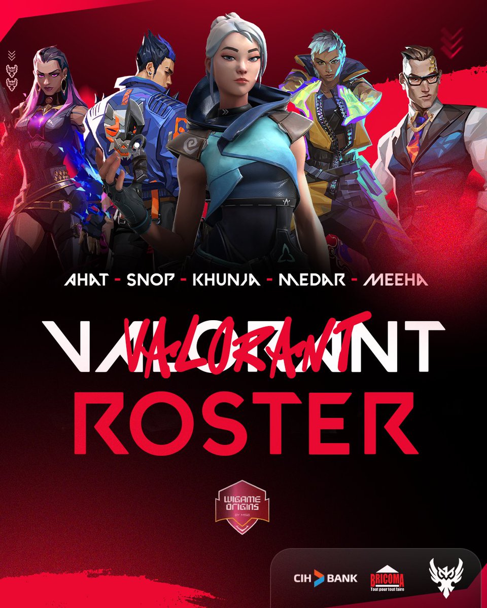 Introducing our Valorant roster for Wigame Origins! 🔥

Locked in. Dialed up. Ready to dominate. 👊

• AHAT | <a href="/AHATTTTTTTTT/">Ahat</a>
• SNOP | <a href="/Snp1tap/">Snop🇲🇦</a>
• KHUNJA | @khunjazin
• MEDAR | <a href="/medar110/">medar 🇲🇦</a> 
• MEEHA | <a href="/itsMEHAAA/">MEHAAA 🇲🇦</a>  
Led by Machakil | <a href="/MachakIl00/">Jad Souadi 🇲🇦</a> 

Let the games begin.

#1MUP 🦉 |